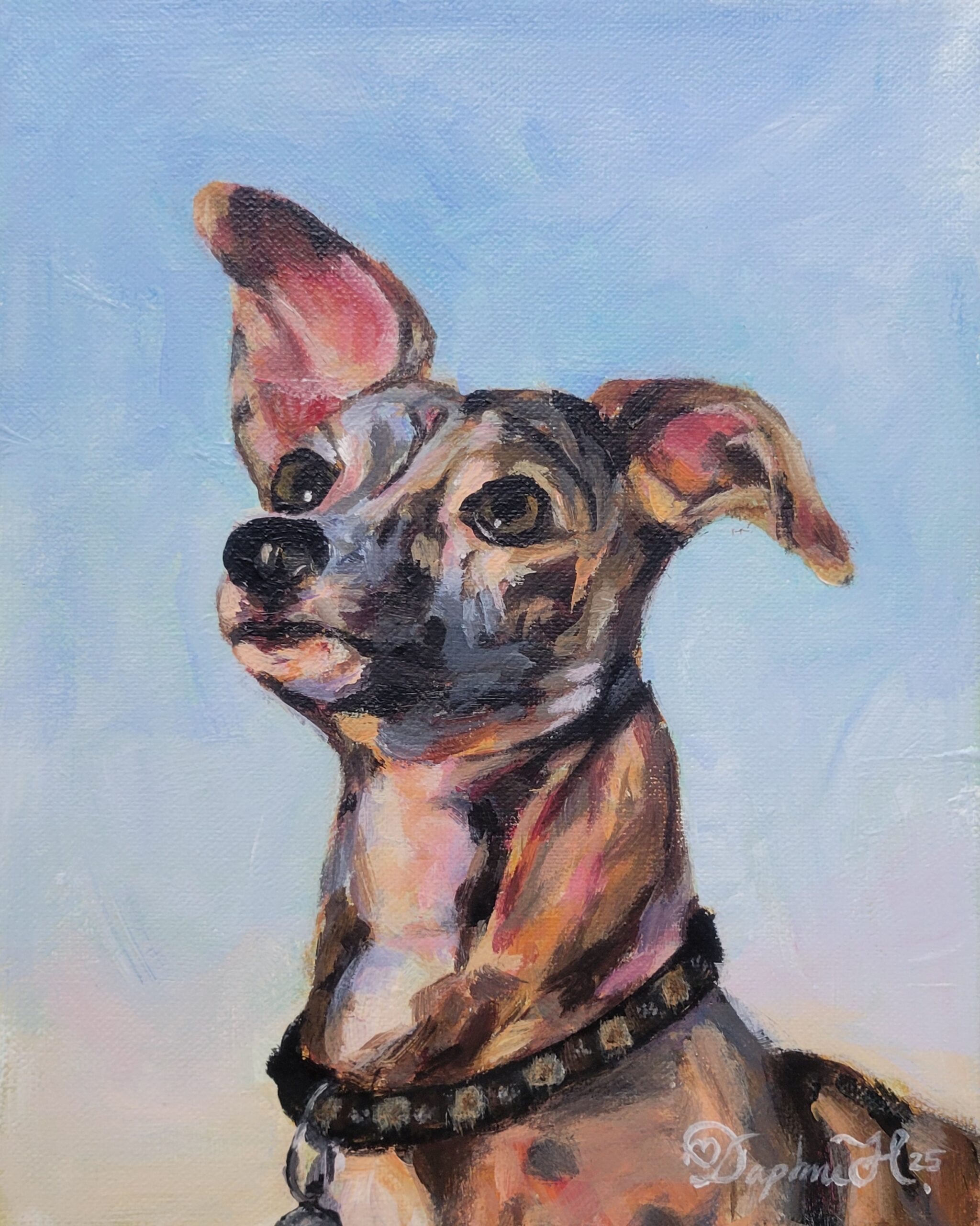 Small painting of whippet